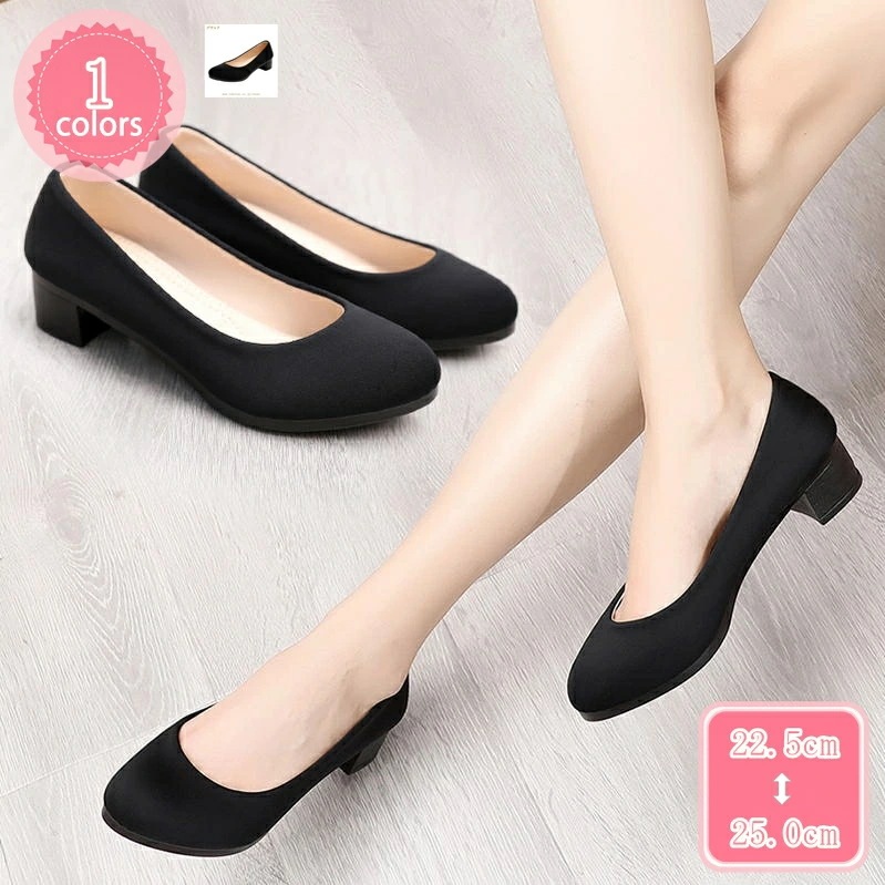 500円OFFクーポン パンプス 痛くない 4cm 太ヒール 通気 歩きやすい 走れる 小さいサイズ 大きいサイズ 結婚式 ラウンドトゥ 黒 脱げない 低反発 シューズ レディース パンプス 通学 通