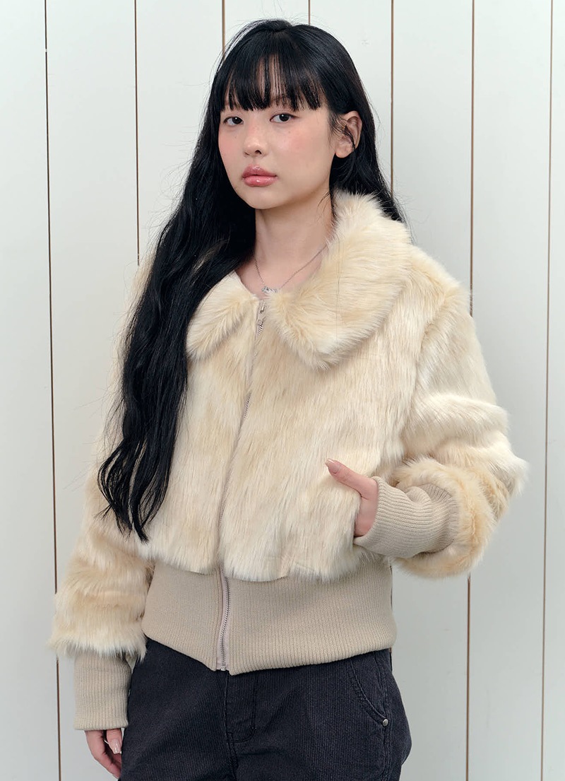 【AS"ON】 OBEL FUR JACKET / IVORY 正規品