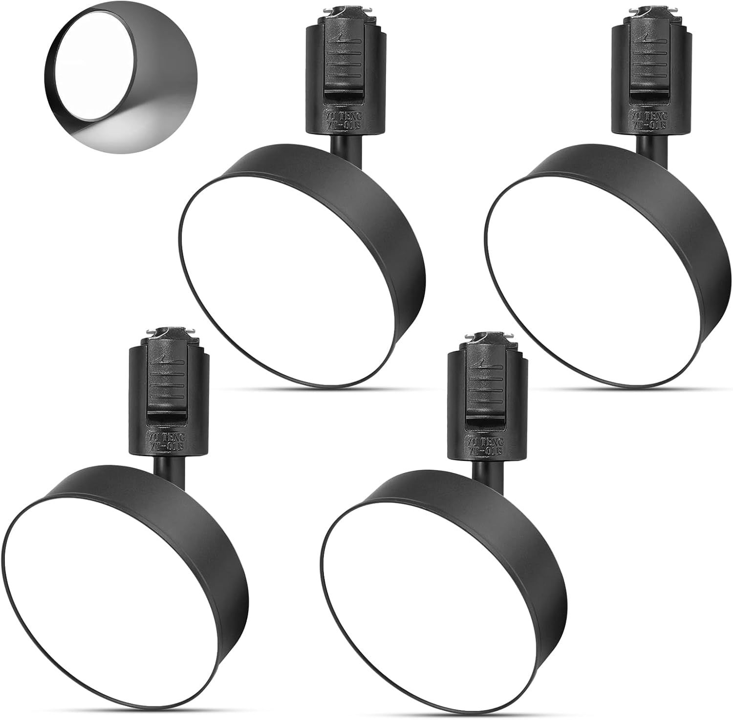 ダクトレールライト フィルライト消費電力12W LED搭載 大光量1100lm アメリカ(BridgeLux)LEDチップ 演色性Ra96.5 器具一体型 電球不要 取付簡単(ブラック+昼光色+4個入