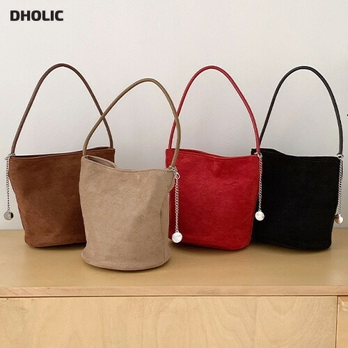 コインチャーム付エコスエードバケツバッグ