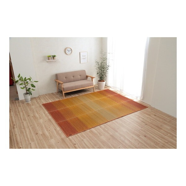 1070480204203 ラグ 小林製薬 持続性抗菌剤 KOBA-GUARD 制菌 抗菌防臭 滑り止め ウレタン 不織布 夏 い草 グラデーション オレンジ 約190×250cm メーカー直送