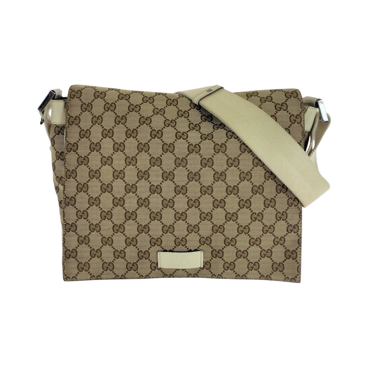 美品 ベージュ アイボリー シルバー金具 GGキャンバス 146236 ショルダーバッグ メッセンジャーバッグ レディース 506691