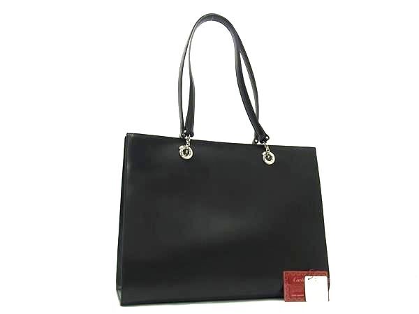 カルティエ トートバッグ パンテール ショルダートート レザー L100360 ブラック シルバー金具 ハンドバッグ ショルダーバッグ ショッピングバッグ 鞄 ブランド【本物保証】