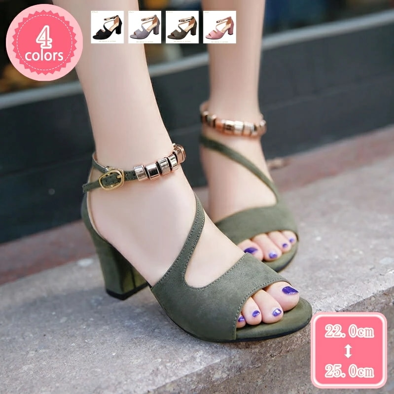 1000円OFFクーポン サンダル グラディエーター ハイヒール アンクルストラップ ヒール7センチ 歩きやすい オープントゥ 痛くない 美脚サンダル クッション 疲れにくい 太ヒール グラディエータ