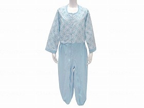 丸昌 制菌前開き介護用つなぎ（フルオープン） ブルー LL