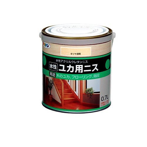 （まとめ買い）水性ユカ用ニス 半ツヤ透明 0.7L [x3缶セット]