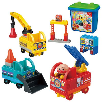 他サイト： バンダイ アンパンマンわくわくのりものブロックバケツ ブロックラボ APワクワクノリモノブロックバケツの商品画像