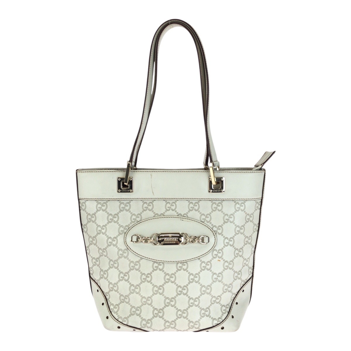 グッチシマ ホワイト ゴールド 金具 レザー 145994 トートバッグ ショルダーバック レディース 505137