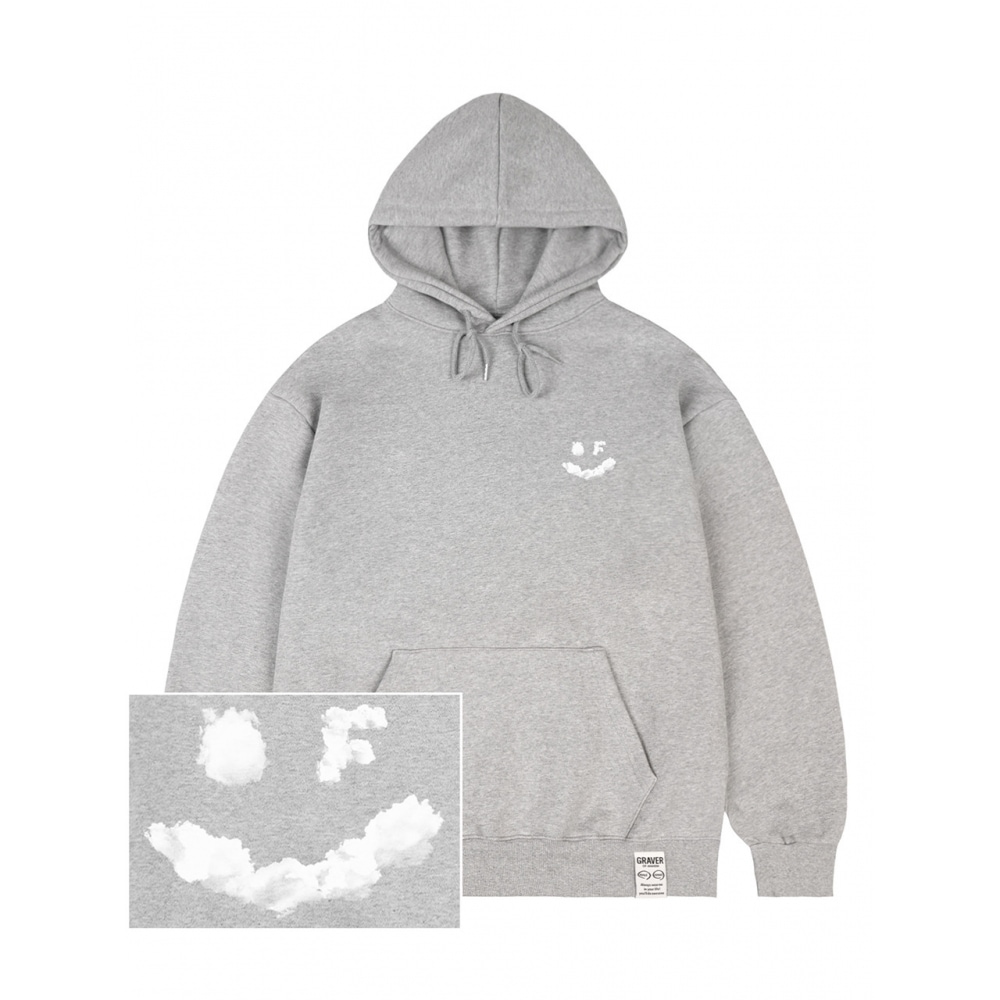 グレイバースモールクラウドドローイングスマイルパーカーグレー