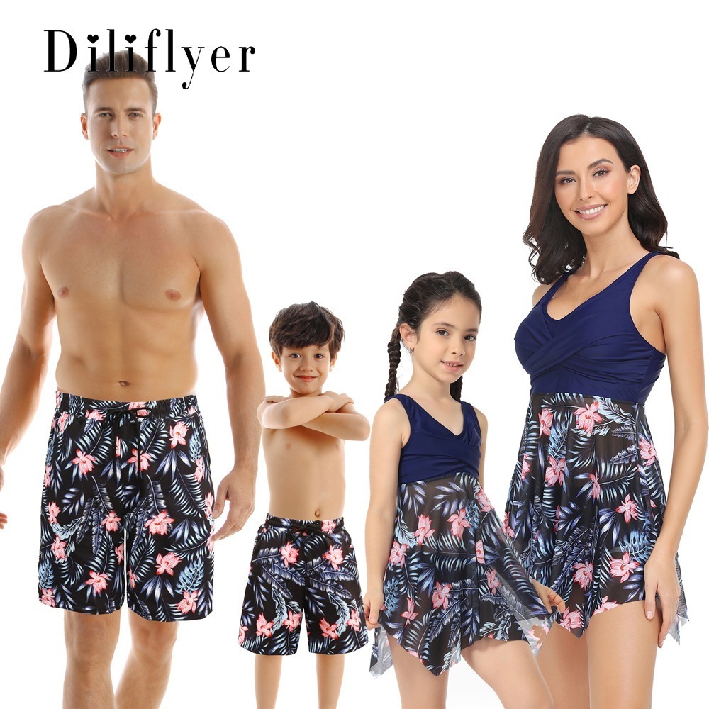 ッシュ新しい親子水着速乾ビーチパンツ中小童水着