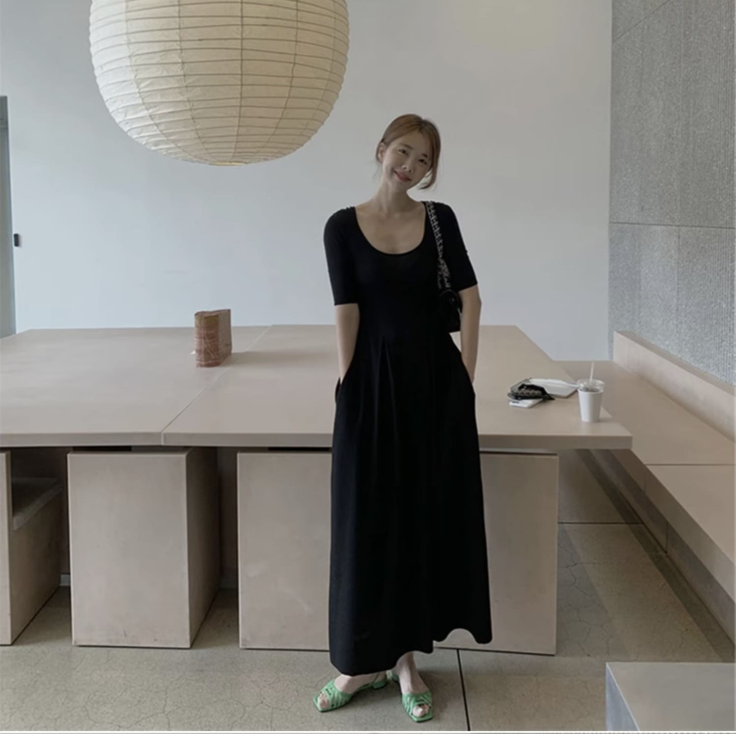 ワンピース レディース ワンピドレス シャツワンピース Tシャツワンピ ロジスワンピ 個性的 夏服 ロング アンクル フルレングス 丈長 五分袖 二の腕カバー 袖あり クルーネック 丸首 U 6,003円