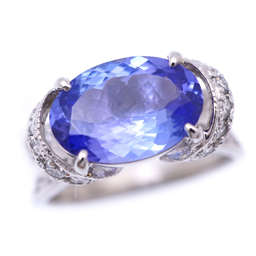 美品 タンザナイト2.54ct ダイヤ0.45ct Pt900 リング・指輪 Pt900プラチナ/タンザナイト/ダイヤモンド 9号 プラチナ 0101【中古】 レディース 59,400円