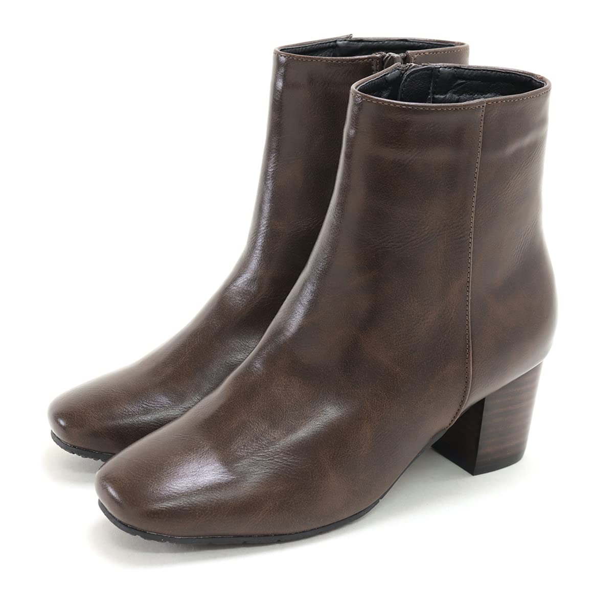 [セスト] ウッドヒール スクエアトゥ ショートブーツ レディース L ダークブラウン DWB65000-DBR-L