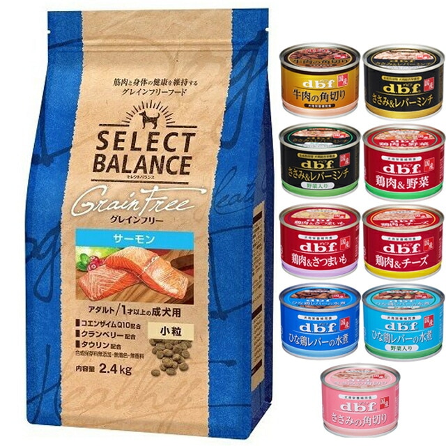 セレクトバランス グレインフリー アダルトサーモン 小粒 2.4kg【犬想いオリジナルセット 】【デビフ150g缶詰 1缶プレゼント】