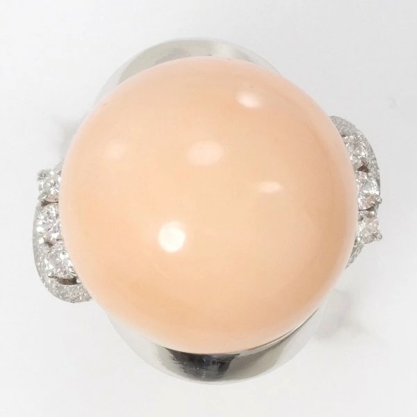 PT850 プラチナ リング 指輪 12号 サンゴ ダイヤ 総重量約11.8g ジュエリー 中古