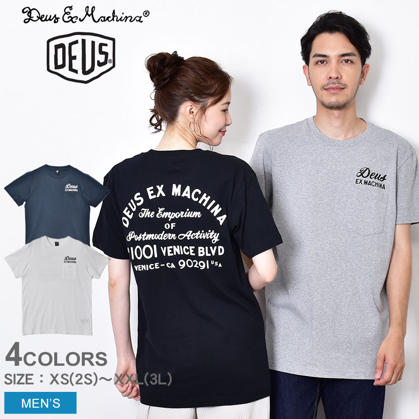 VENICE ADDRESS TEE T-DMS41065A メンズ グレー ブラック 黒 半袖 スポーツ 人気 おしゃれ ポケット ロゴ シンプル カジュアル ストリート バックプリント ネイビー