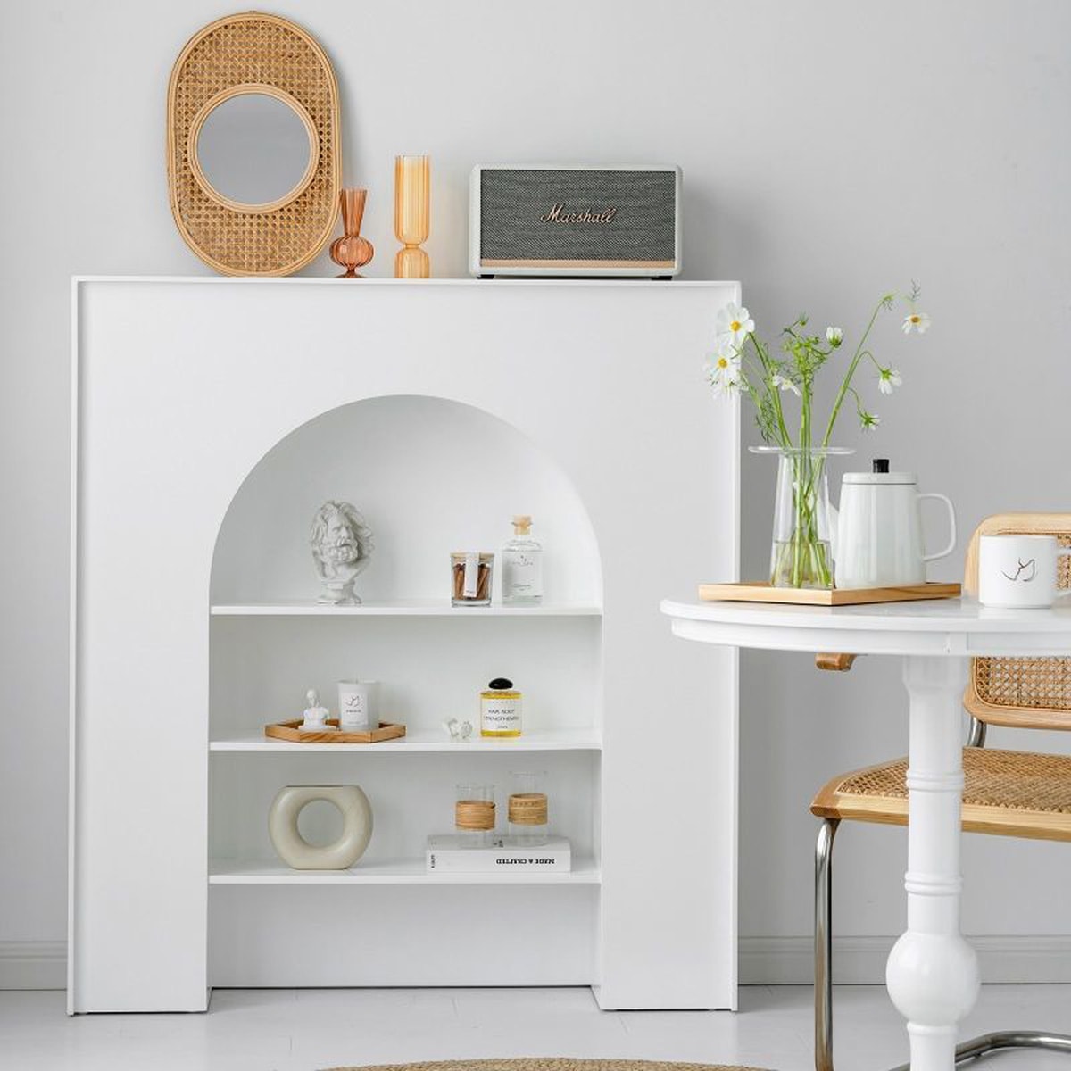 マントルピース コンソールテーブル アーチ型 収納 ホワイト 白 サイドテーブル デザイン 飾り棚 北欧インテリア 韓国インテリア 家具 収納家具 おしゃれ かわいい シンプル キャビネット 寝室 17,982円