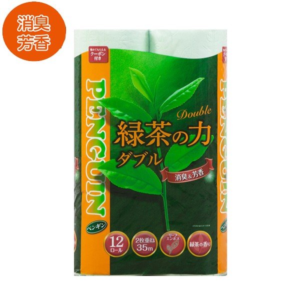 トイレットペーパー 丸富製紙 緑茶の力 ティーフラボン ダブル35m 12ロール入り X6パック