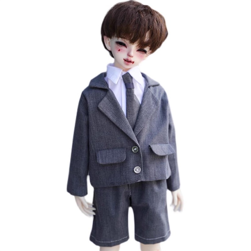 BJD 1/4 1/6 ドール服 グレースーツ ネクタイ付きシャツ パンツ MSD/幼SDサイズ球体関節人形用衣装セット