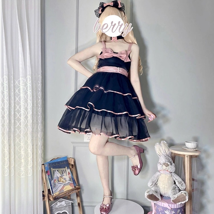 ロリータ ワンピース レディース ティアードスカー 長袖 ワンピ ノースリーブト レース 萌え 甘ロリ 可愛い 5,257円