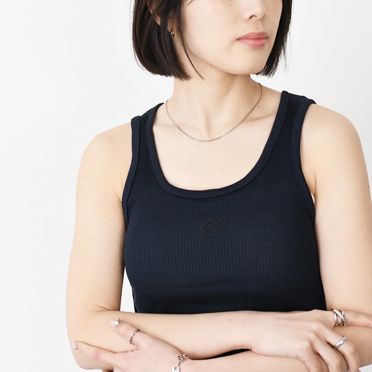 トップス タンクトップ シルクタンクトップ S540Y23X30 レディース ネイビー マリン シルク スリムフィット アナグラム 人気 おすすめ プレゼント