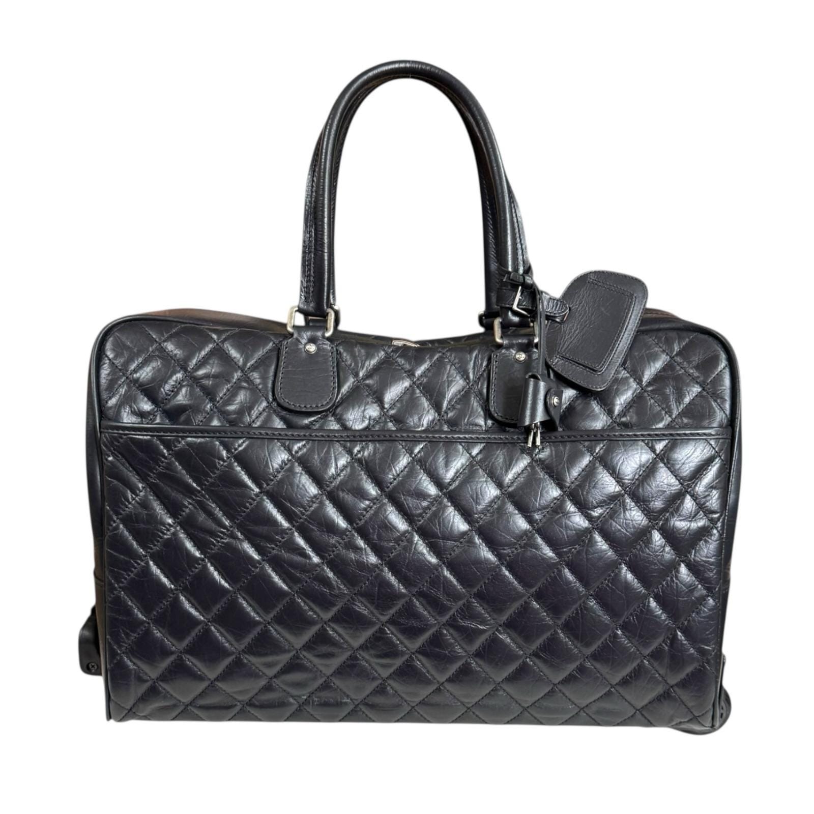 シャネル パリ　ニューヨークライン キャリーバッグ レザー A32474 ブラック CHANEL 中古