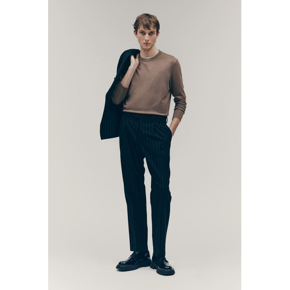 H&M スリムフィットファインニットセーターダークベージュ