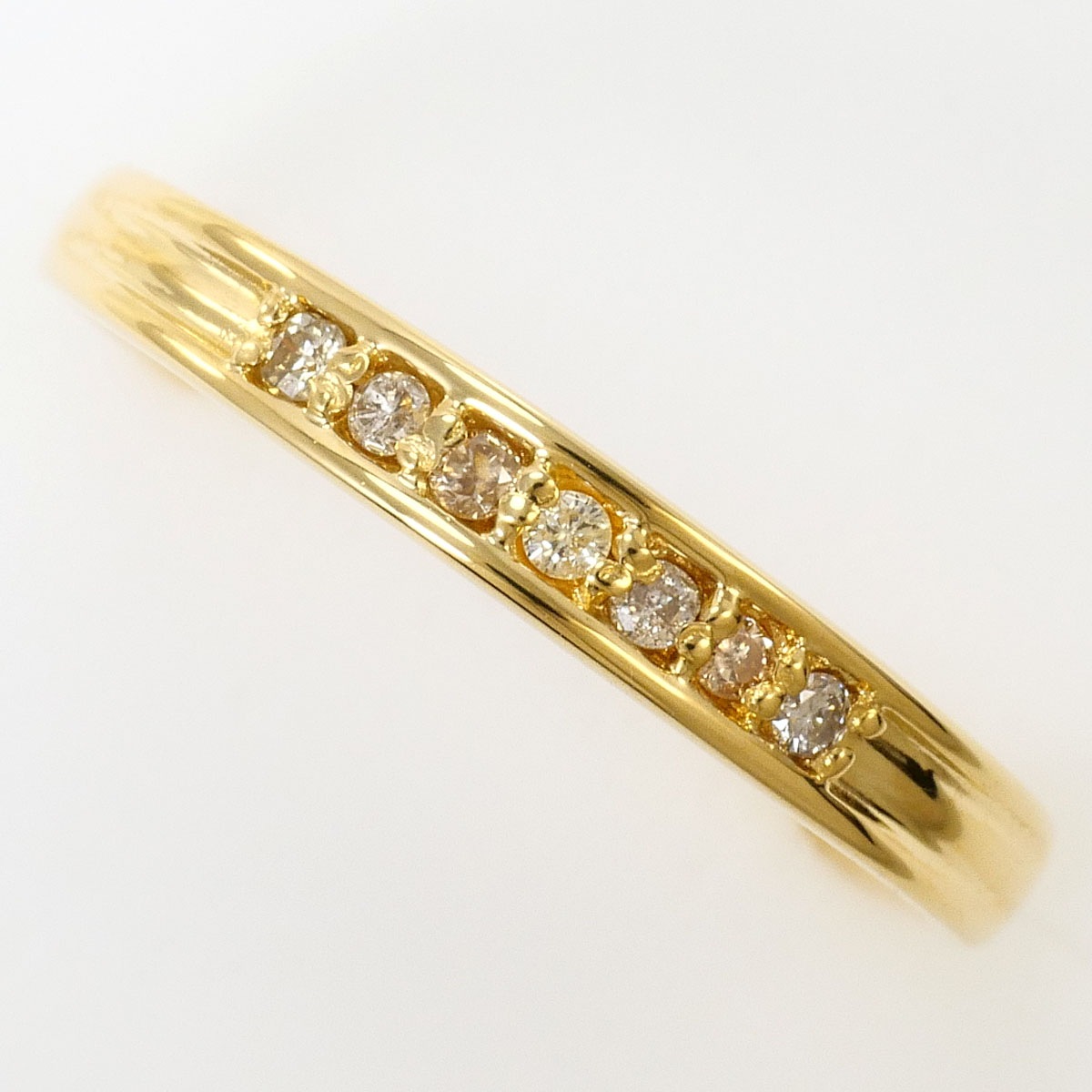 K18 18金 YG イエローゴールド リング・指輪 11号 ダイヤモンド 0.08ct 総重量約2.3g ジュエリー 中古