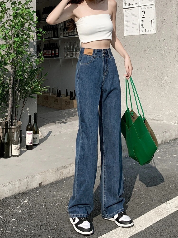 ワイドジーンズ女性春ハイウエスト新ルーズストレート薄いドlレープドラッググラウンドロングパンツ春春冬春春冬春