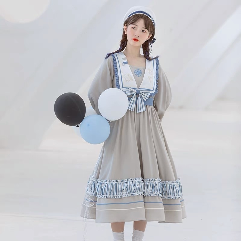 送料無料新作オリジナル高質ロリータワンピース可愛いLolitaセーラー服 二次元かわいい新作公主 かわいい ロリ学園祭 A38