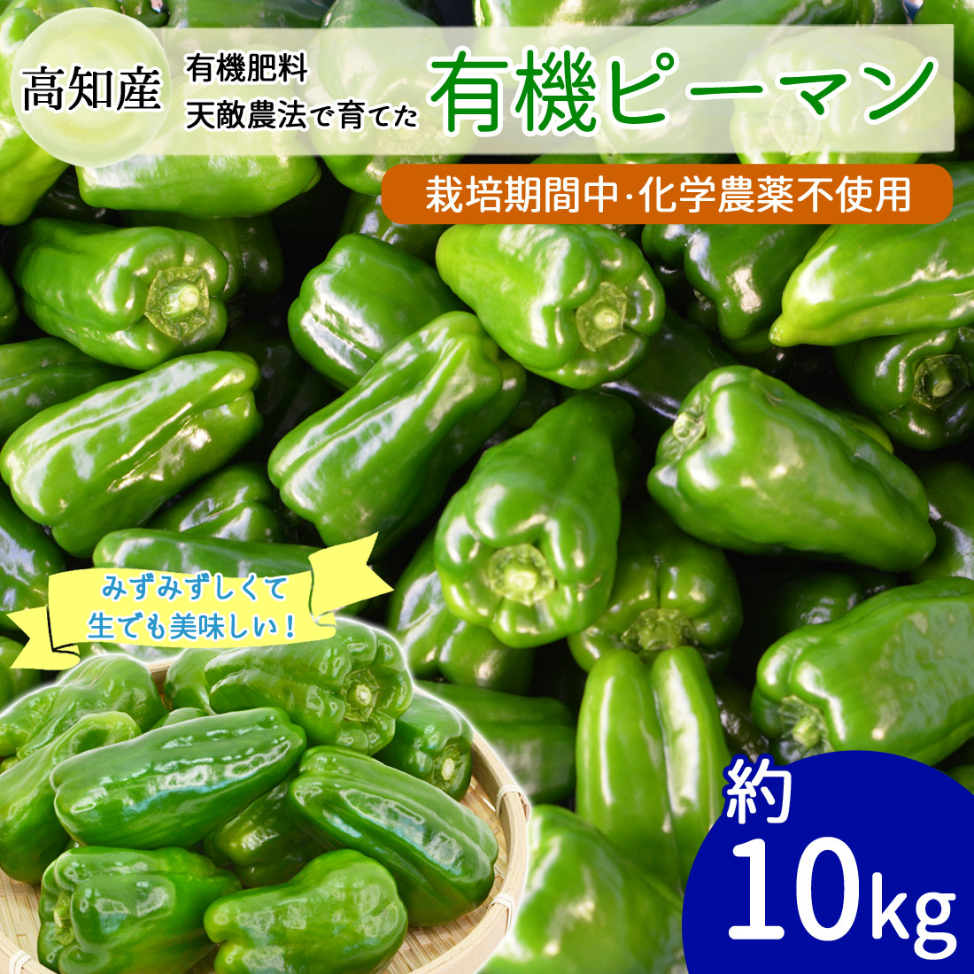 Qoo10] ピーマン 約10kg 約280個 天敵農 : 食品