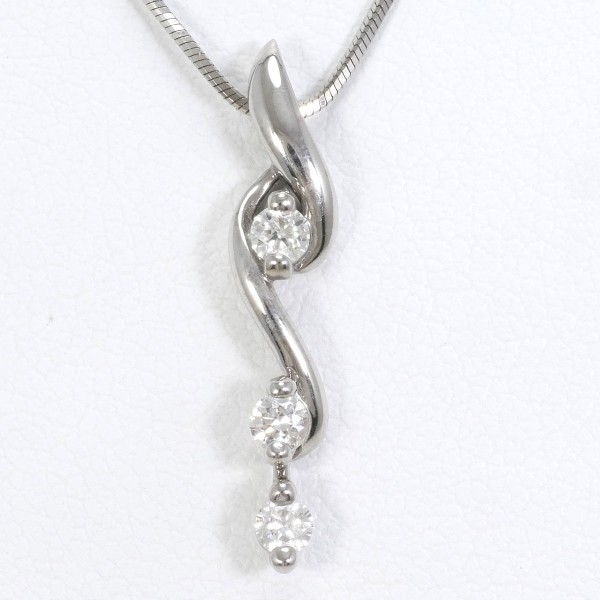 デビアス トリロジー K18WG ネックレス ダイヤ 0.15 約45cm ジュエリー 中古