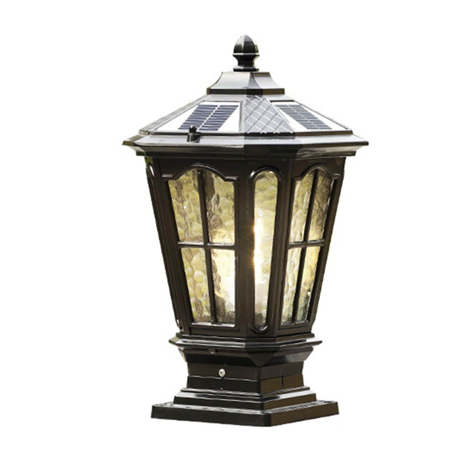 屋外 防水 置き型 門柱灯 ソーラー屋外ポストライト IP65はコラムのヘッドライトを防水する ゲートの景色のボラード通りのランタンのための外的な別荘の庭の柱ランプ 景観ライト 外灯器具 照明器具 (