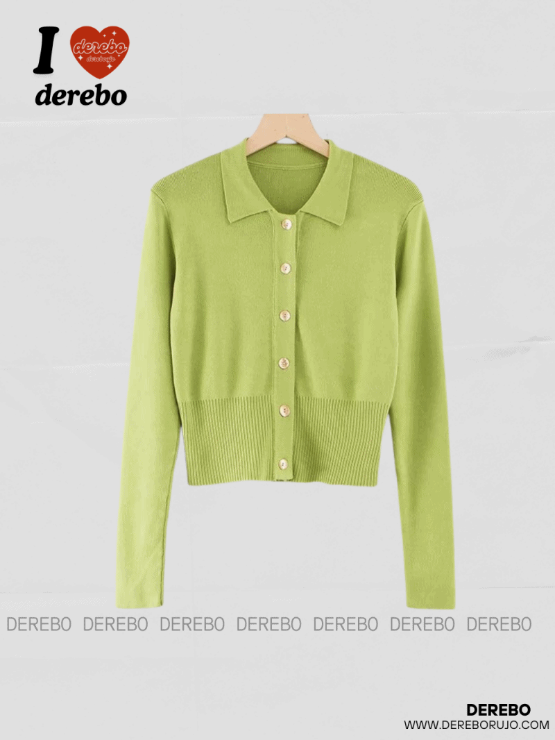 크롭 카라 슬림 가디건