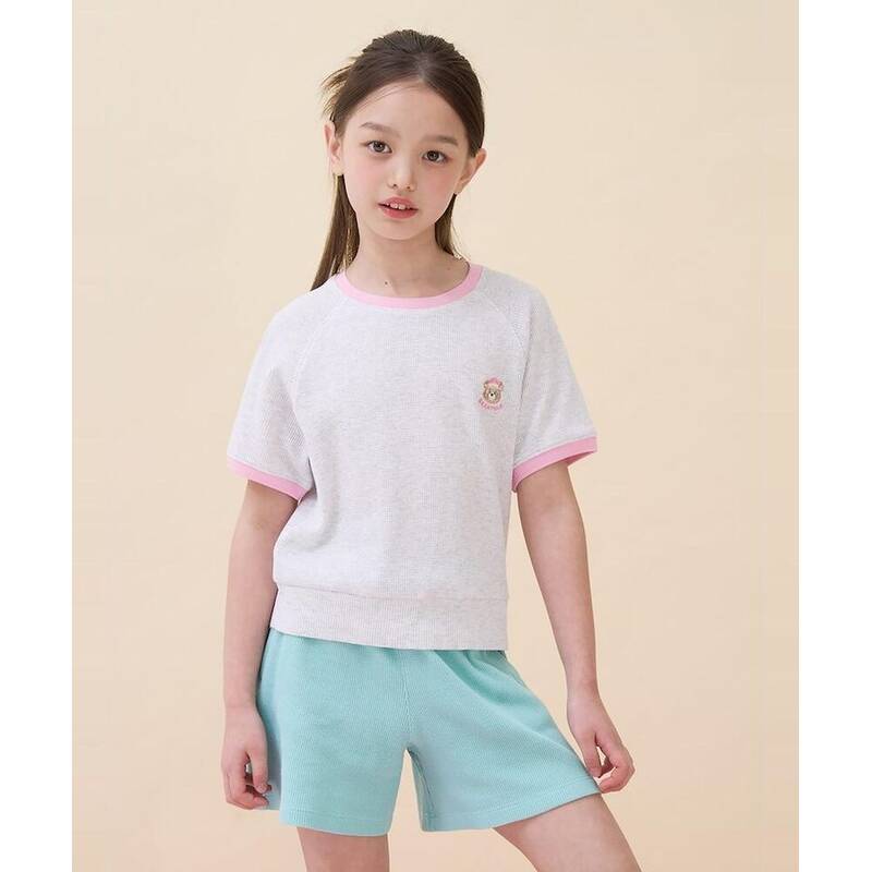 ビーンポールキッズ BEANPOLE KIDS 女の子用 月モチーフのワッフル柄セット - ライトグレー (BI6342G042) BI6342G042 377316