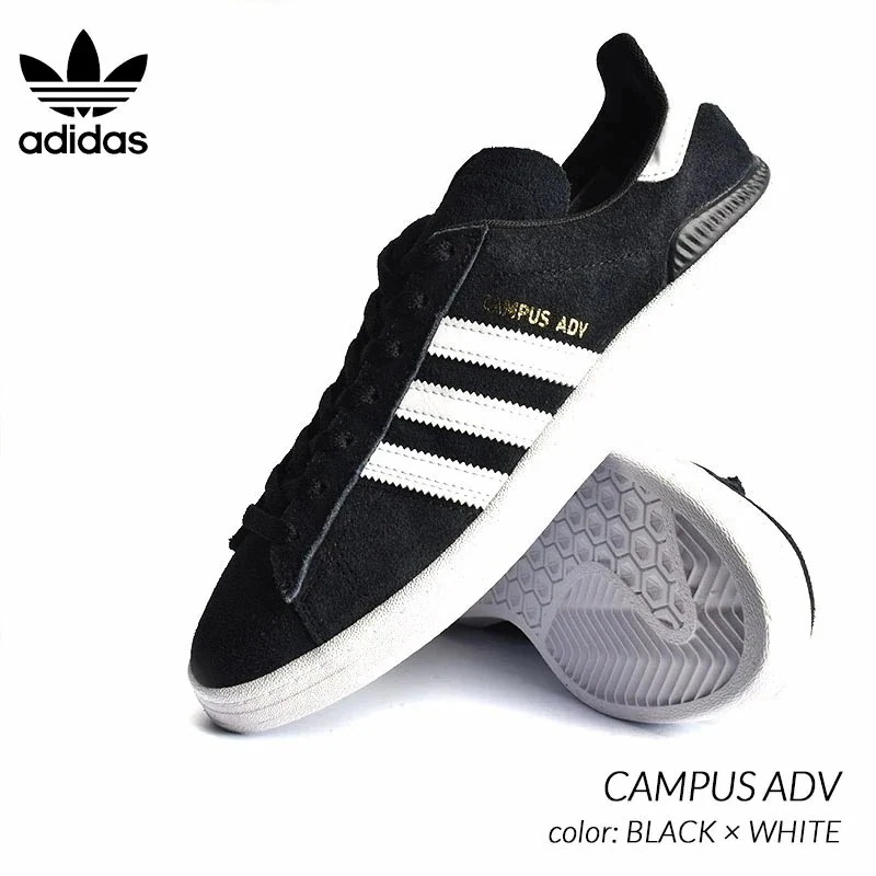 限定 アディダス キャンパス スニーカー adidas SB CAMPUS ADV BLACK WHITE ( 黒 ブラック メンズ B22716 )