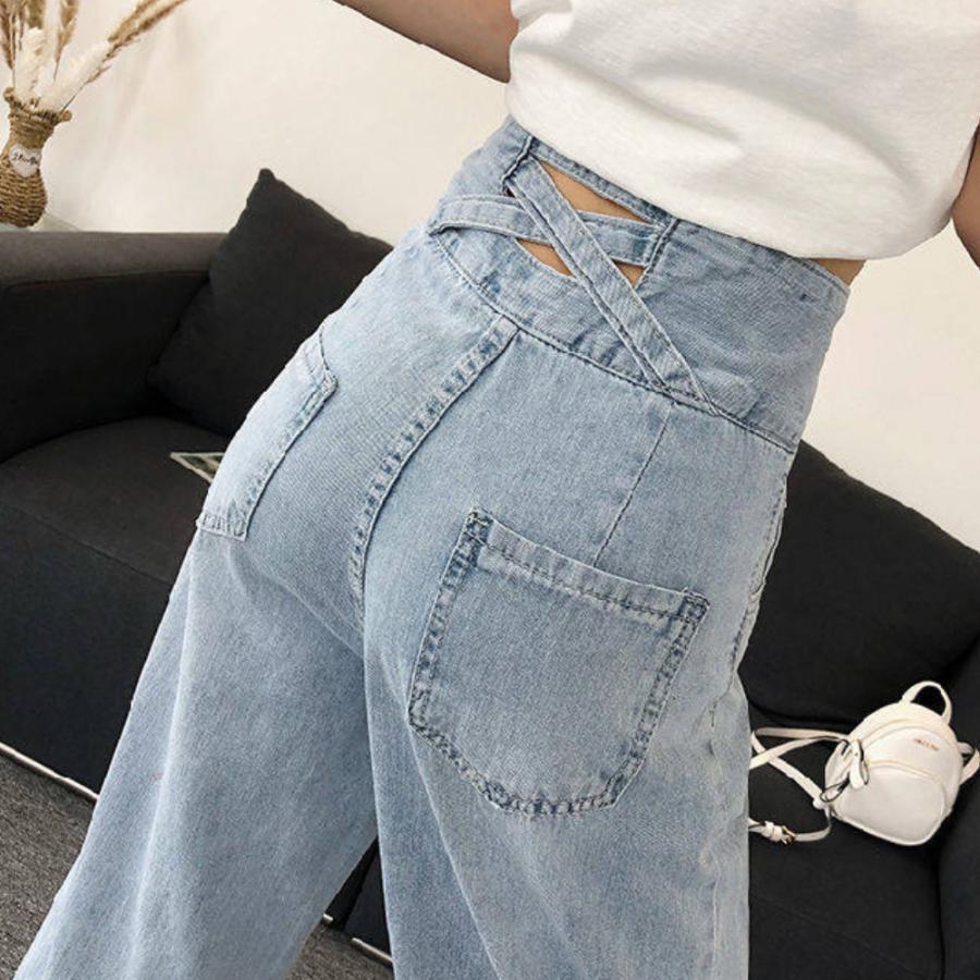 【急速出荷!】人気沸騰 大人気レディースパンツ ハイウエスト デニム ワイドパンツ 切りっぱなし デニム パンツ 春夏 薄手 デニム ストレート ジーパン レディース