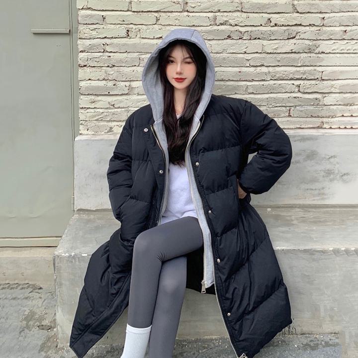フード付き ロングダウンジャケット ダウンコート ダウンジャケット コットンパッド入りジャケット ロング丈 ジャケット コート アウター 冬