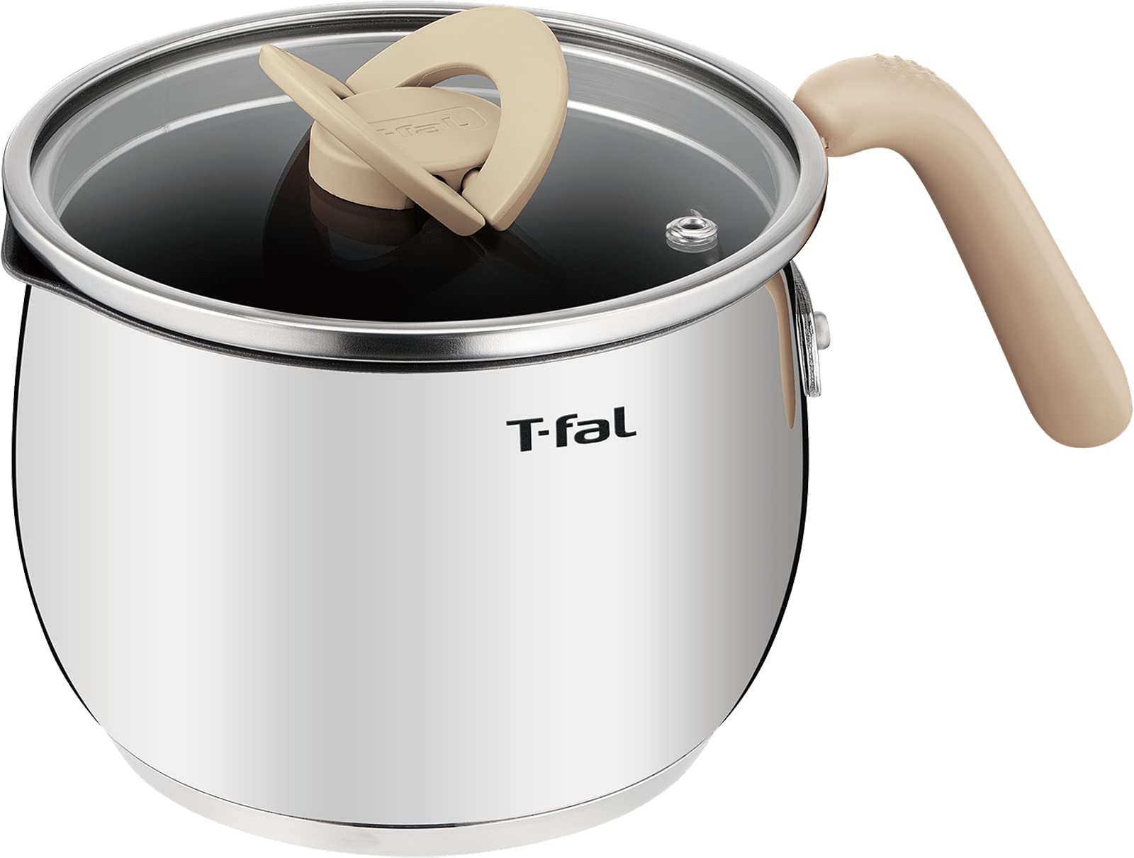 ティファール 片手鍋 16cm 2.6L IH ガス火対応 PFOAなどの有害物質不使用 こびりつきにくさ長持ち 「オプティスペース IHステンレス マルチポット ラテ」 ステンレス G75183