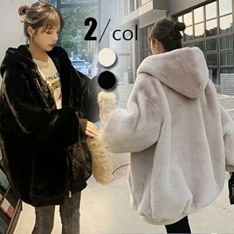 ボリュームコート　フード付き コート フェイクファー レディース 冬アウター　ブルゾン コート 人気 カジュアル 冬服 フワフワ 暖かい ファーコート 超あたたかい 4,911円