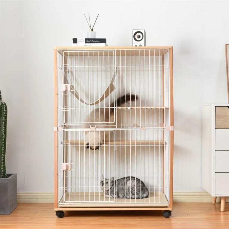 猫 キャットケージ ケージ 木製 キャットハウス ネコ ハウス 留守番 保護 脱走防止 多頭飼い 多頭