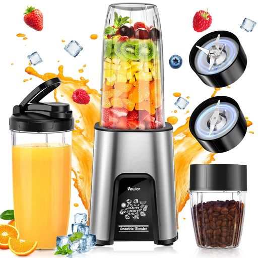 ジューサー ミキサー【1台多役・850W ハイパワー ·6IN1&790ML大容量】VEWIOR 氷も砕ける スムージー/野菜/果物/ジュース/コーヒーミル/離乳食用/ミルクセーキ 二つボトル 790