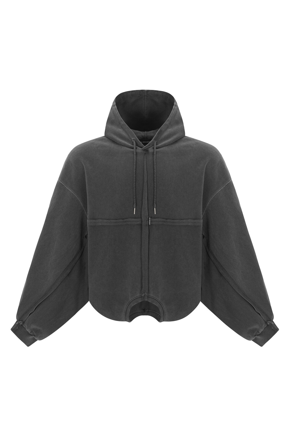 【SURGERY】SURGERY REMAKE DROPPED NECK HOODIE : CHRCOAL