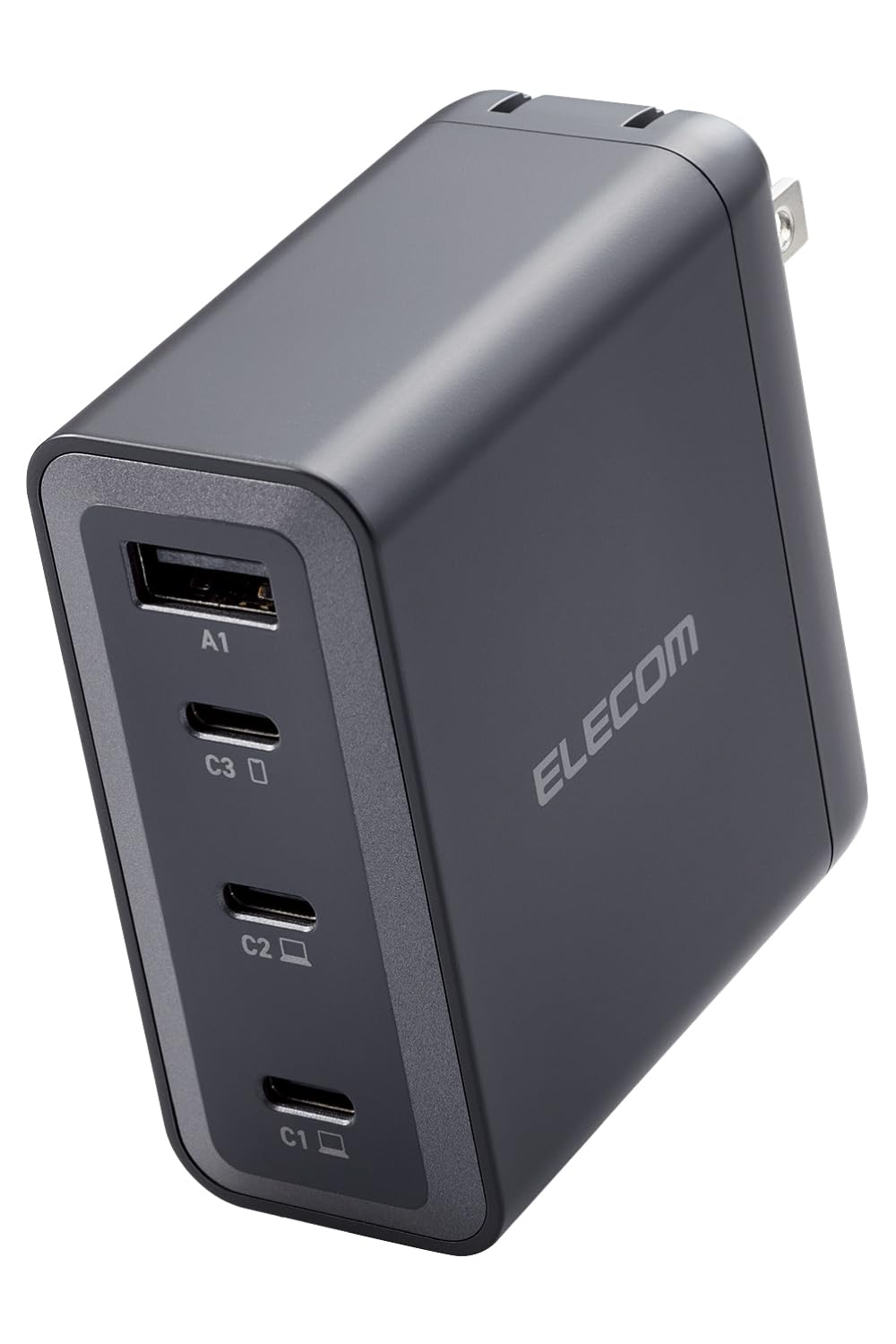 エレコム 充電器 150W USB PD対応 4ポート Type-C×3 1ポート最大100W 折りたたみ式プラグ GaN採用 PPS対応 温度保護機能 ブラック EC-AC67150BK
