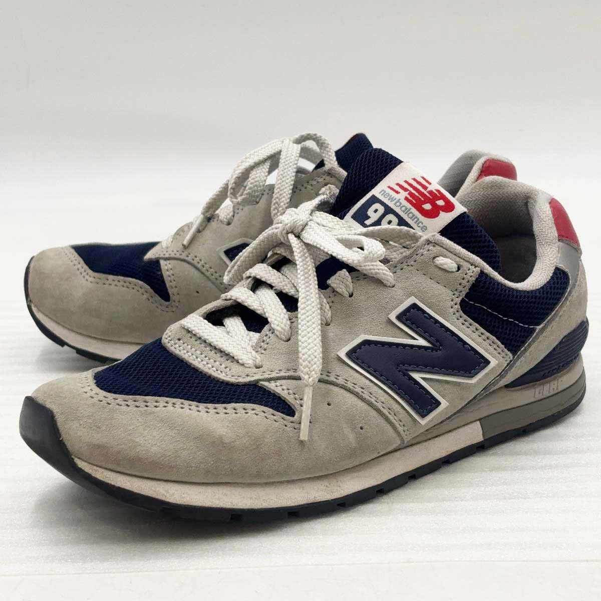 【中古】ニューバランス 996 スニーカー 24.5cm グレー ネイビー レッド CM996SHD レディース NEW BALANCE