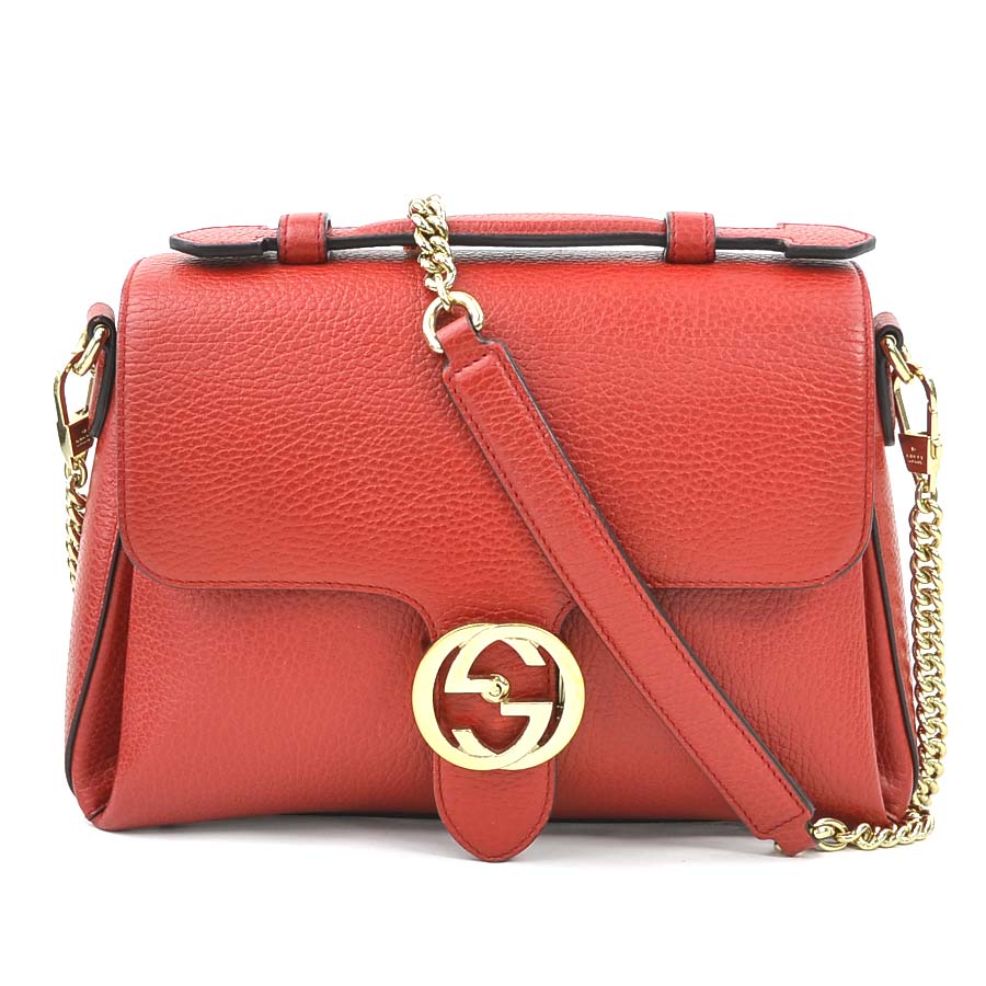 グッチ GUCCI ショルダーバッグ インターロッキングG レザー レッド レディース 510302 h31168a