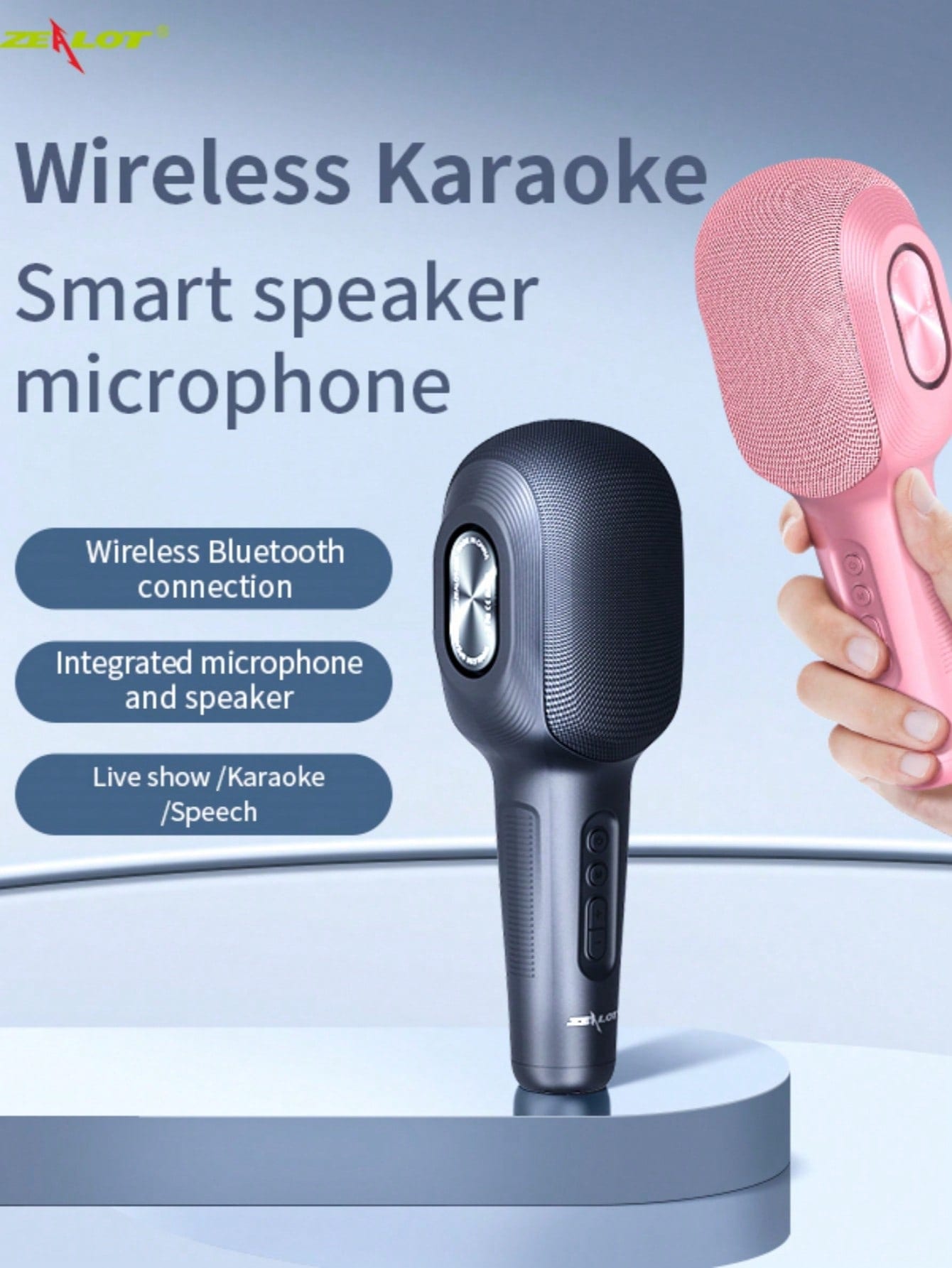 Bluetooth カラオケスピーカーマイク一体型 3.5mmオーディオ入力対応 2人用 広場 スポーツ アウトドア 歌唱スピーカー