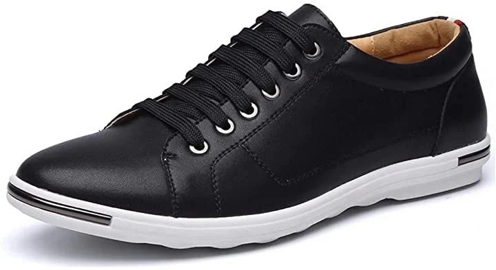 男女兼用 スニーカー メンズ ウォーキング ランニング シューズ レザー ローカット 285 cm(ブラック 285 cm 4,262円