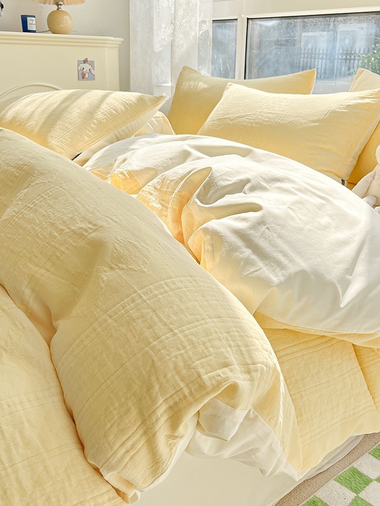 カラーコットンベッド4点セット綿100寝具掛け布団セットシングル3点シーツセット4 5,672円