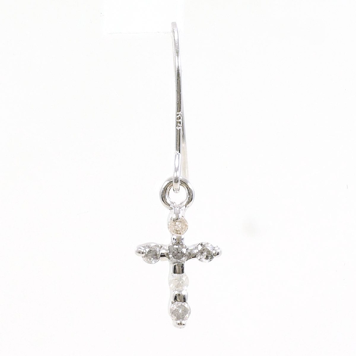 K14 14金 WG ホワイトゴールド ピアス(片耳) ダイヤモンド 0.05ct 総重量約0.2g レディース 中古